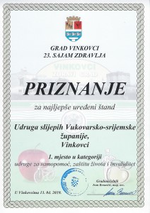Sajam zdravlja priznanje 1 mjesto